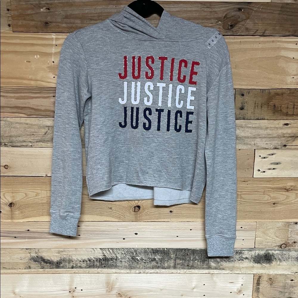 Justice Active size 10 Gray Super Soft Cropped Hoodie Sweatshirt with Logo